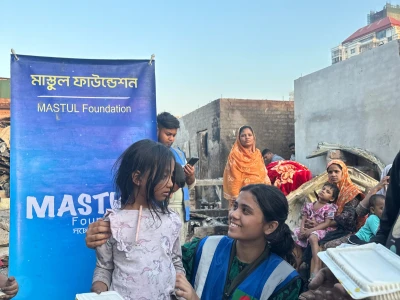 কড়াইলে ভয়াবহ অগ্নিকাণ্ডের পর ক্ষতিগ্রস্ত পরিবারগুলোর পাশে MASTUL ফাউন্ডেশন